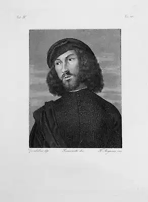 Giovanni Bellini Mann Portrait Hut Bart beard hat Radierung engraving gravure