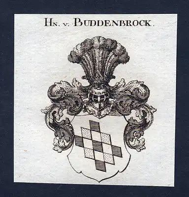 Ca. 1820 Buddenbrock Wappen Adel coat of arms Kupferstich antique print h 143934