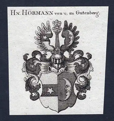 1820 Hörmann Gutenberg Guttenberg Wappen Adel coat of arms Kupferstich engraving