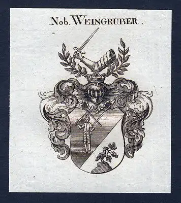 Ca. 1820 Weingruber Wappen Adel coat of arms Kupferstich antique print heraldry