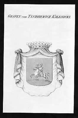Ca. 1820 Tyszkiewicz Kalenicki Adel coat of arms Kupferstich antique print