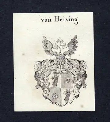 1820 Heising Wappen Adel coat of arms heraldry Heraldik Kupferstich engraving