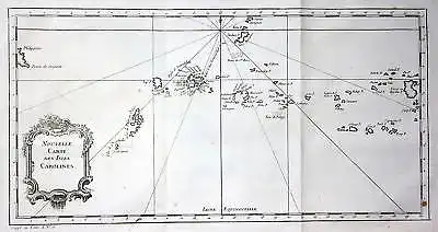 1750 Caroline Islands Micronesia Oceania map Kupferstich antique print Bellin