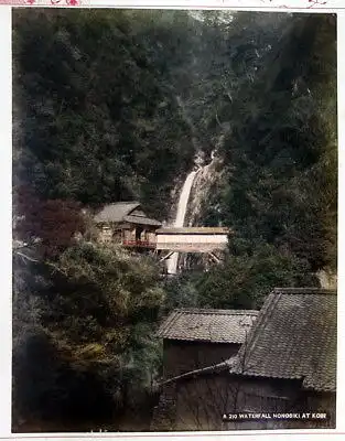 1880 Waterfall Nonobiki at Kobe Wasserfall Japan Nunobiki falls photo albumen