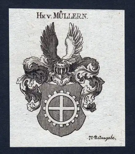 Müllern Muellern Müller Mueller Wappen Adel coat of arms Kupferstich engraving