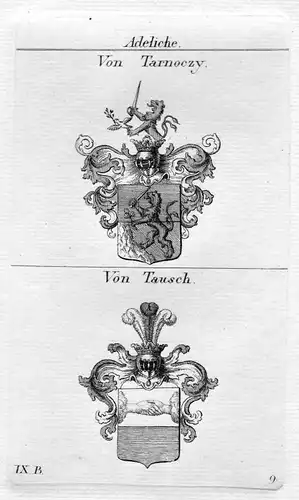 Tarnoczy Tausch - Wappen Adel coat of arms heraldry Heraldik Kupferstich