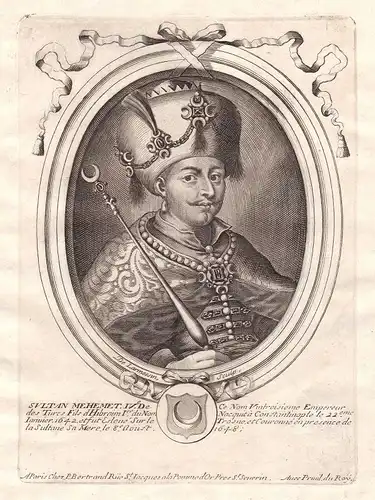 1680 Mehmed IV Ottoman Empire Portrait Kupferstich engraving de Larmessin
