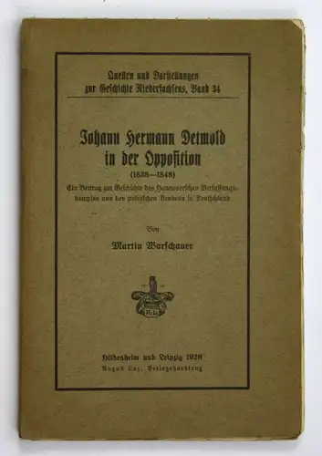 1926 Martin Warschauer Johann Hermann Detmold in der Opposition 1838-1848