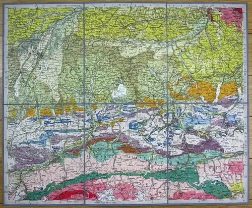 Um 1900 München Oberbayern geologische Karte Geologie Traunstein Schärding map