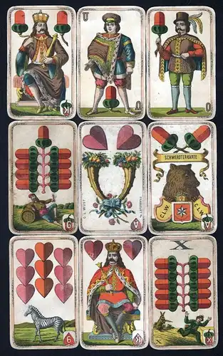 1890 Spielkarten Sächsisches Bild Schwerterkarte Wüst Frankfurt 24/24 selten