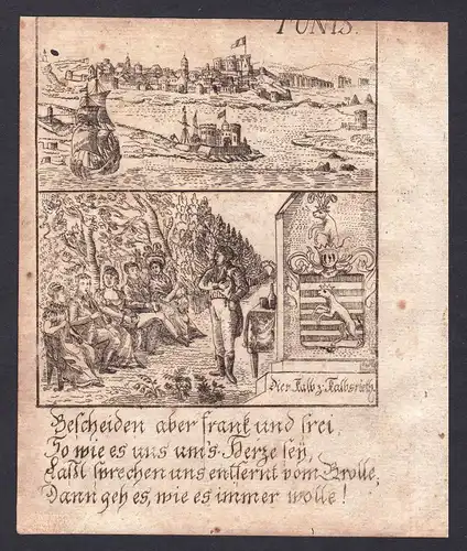 1780 Tunis Tunesien Tunes Kalbsrieth Kupferstich engraving Wappen