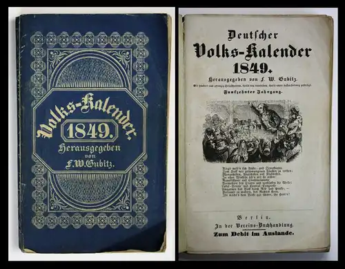 1849 F. W. Gubitz Deutscher Volks-Kalender 1849 Volkskunde Abbildungen
