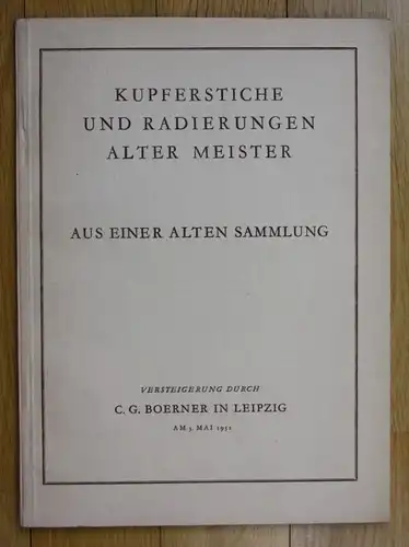 1932 Kupferstiche und Radierungen alter Meister Katalog Auktion Boerner