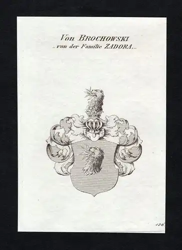 Ca. 1820 Brochowski Zadora Wappen Adel coat of arms Kupferstich antique print