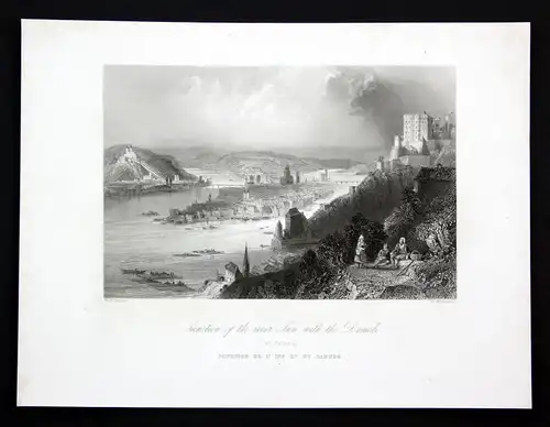 Ca. 1850 Donau Danube Passau Inn Ansicht Stahlstich antique print Mossman