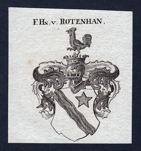 1820 Rotenhan Franken Wappen Adel coat of arms Heraldik Kupferstich engraving