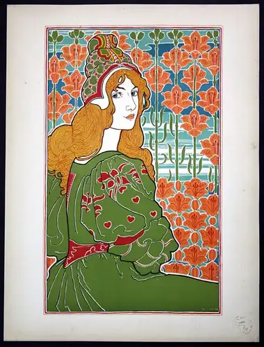 1897 Louis Rhead Art Nouveau Jugendstil Lithographie Poster estampe Moderne