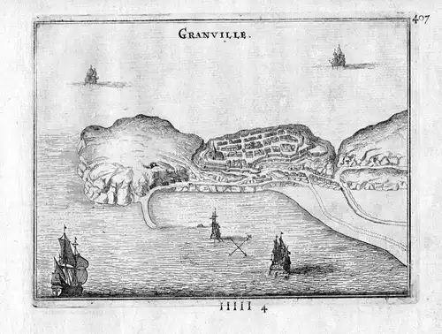1666 - Granville Manche Normandie France gravure estampe Kupferstich