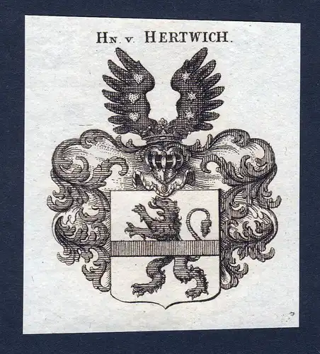 1820 Hertwich Hertwig Wappen Adel coat of arms Heraldik Kupferstich engraving
