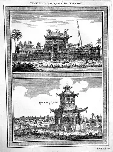 1750 Tai'an Dai Miao China Tempel temple Ansicht view Kupferstich antique print