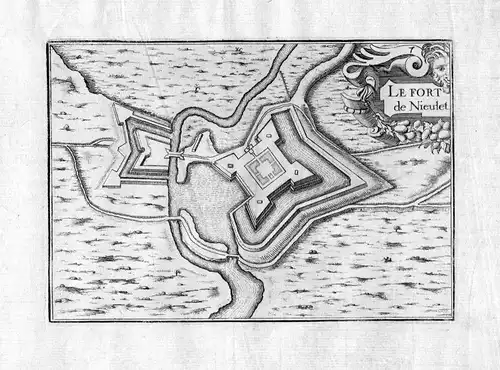 1630 Calais Fort de Nieulet Frankreich Kupferstich Karte map gravure plan Tassin