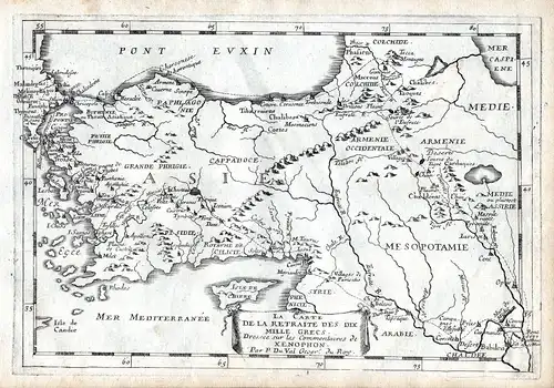 1665 Cyprus Turkey Syria map carte Karte Kupferstich antique print Du Val