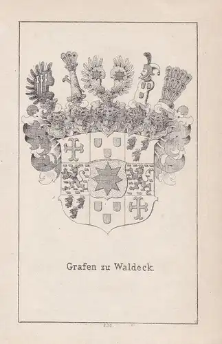 Ca. 1840 Waldeck Hessen Kassel Wappen heraldry Heraldik coat of arms Adel