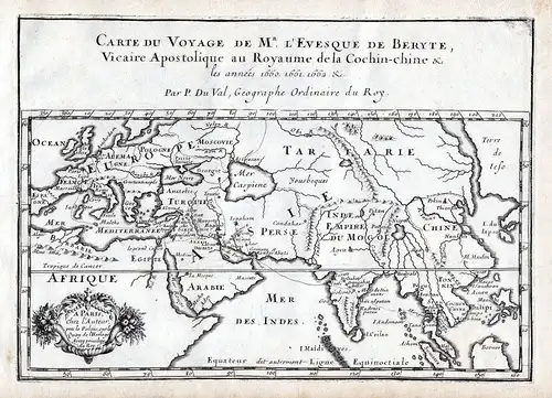 1665 Europe Asia Russia Africa China map Karte Kupferstich antique print Du Val