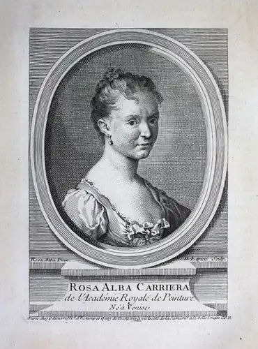 18. Jh. Rosalba Carriera pittrice Maler painter Kupferstich Portrait engraving