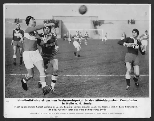 Handball Halle an der Saale Sport Wehrmacht Pokal Pressefoto 1938 Serie 1336 aS