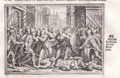 Um 1700 Sabiner Sabines Römer Romans Schlacht battle Kupferstich antique Merian