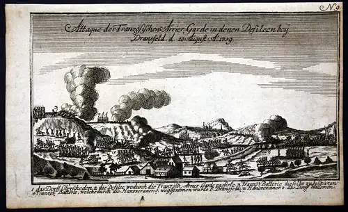 Ca. 1760 Dransfeld Schlacht battle Siebenjähriger Krieg Kupferstich engraving