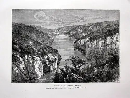 Ca. 1870 Donau Kelheim Weltenburg Danube Ansicht Holzstich antique print