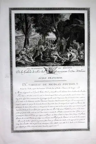 1786 Fels Felsen Wasser trinken water Kupferstich antique print Poussin Dambrun