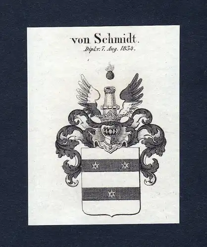 1834 - Schmidt Wappen Adel coat of arms Kupferstich antique print heraldry