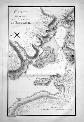 1781 Izmir Turkey Türkei Karte map Kupferstich antique print Choiseul Perrier