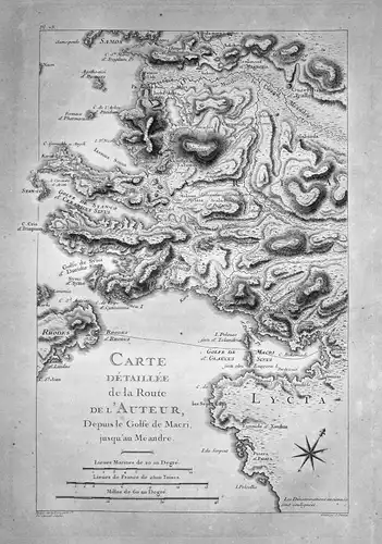 1781 Rhodos Simi Greece Karte map Kupferstich antique print Choiseul Perrier