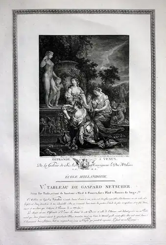 1786 Opfergabe offrande offering Venus Kupferstich antique print Netscher Mire