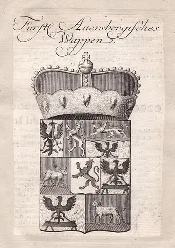 Auersperg Österreich Austria Adel Wappen coat of arms Kupferstich antique print