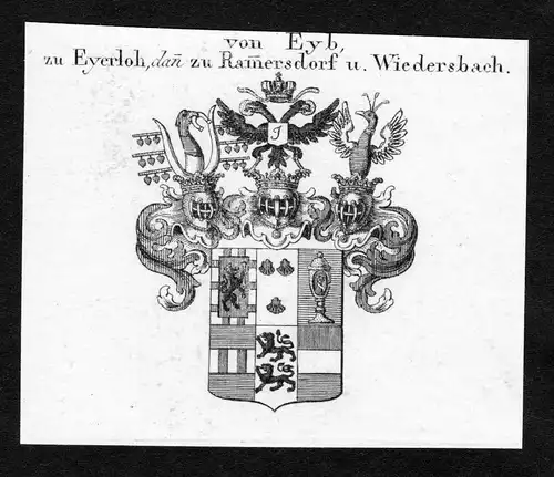 Ca. 1820 Eyb Eyerloh Wappen Adel coat of arms Kupferstich antique print heraldry