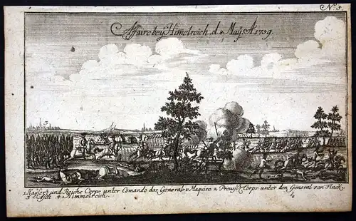 Ca. 1760 Himmelreich Nebesa As Czech battle Krieg Schlacht Kupferstich engraving