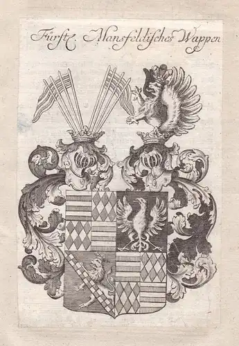 1750 Mansfeld Mansfeld-Südharz Sachsen-Anhalt Wappen coat of arms Kupferstich