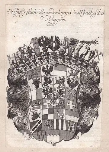 Brandenburg Brandenburg-Ansbach Hohenzollern Wappen coat of arms Kupferstich