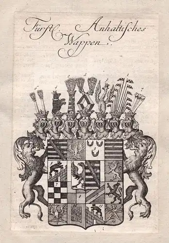 Anhalt Sachsen-Anhalt Deutsches Reich Adel Wappen coat of arms Kupferstich