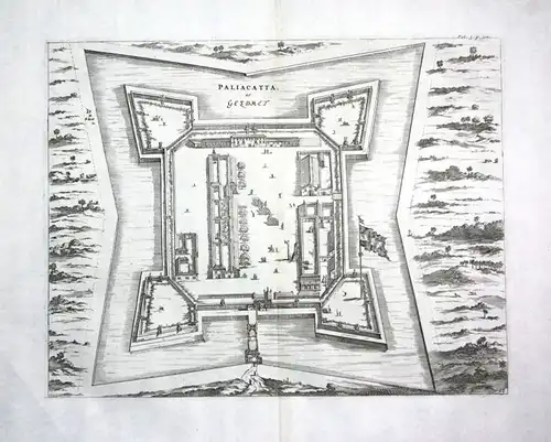 1730 Churchill Pulicat Tamil Nadu India Indien Kupferstich engraving map Karte
