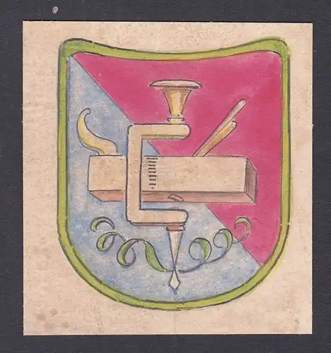 Tischler joiner carpenter Schreiner Aquarell Wappen coat of arms watercolor