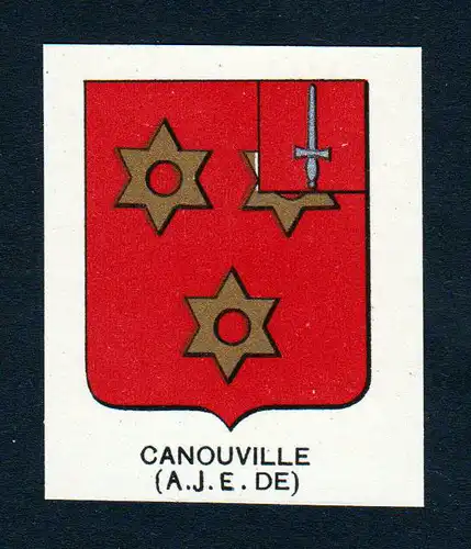 Ca. 1880 Canouville Wappen Adel coat of arms heraldry Lithographie antiqu 146202