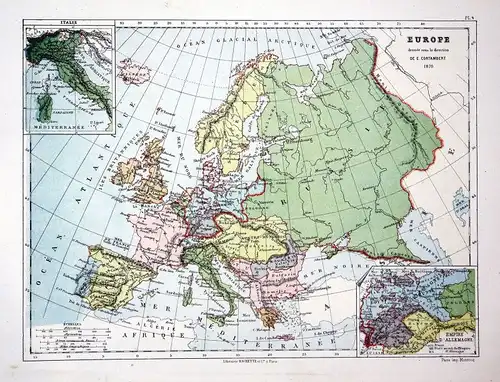 Europa Europe Germany Italy Spain Poalnd Weltkarte Karte world map Lithographie