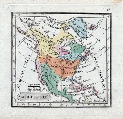 Ca. 1800 America Canada Mexico Greenland California USA Karte map antique print