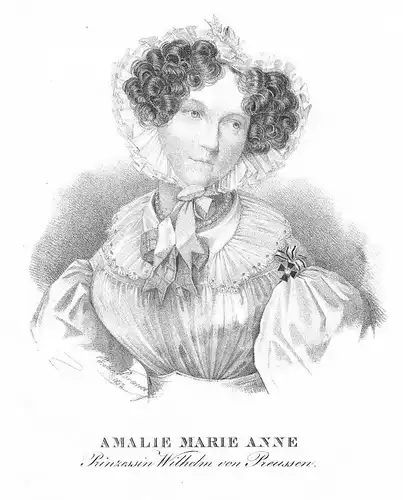 1840 - Prinzessin Marianne von Preußen Marie Anne Amalie Lithographie Portrait